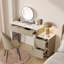 Ensemble de meuble-lavabo en bois massif avec miroir éclairé et tabouret de chaise l 55,12 po Edorta