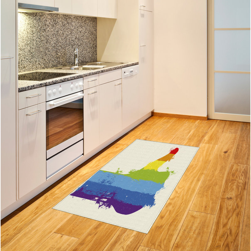 Rainbow High Density Long Fiber Poly Threads Decorative Area Rug Carpet, Rectangle 4' x 5'8"