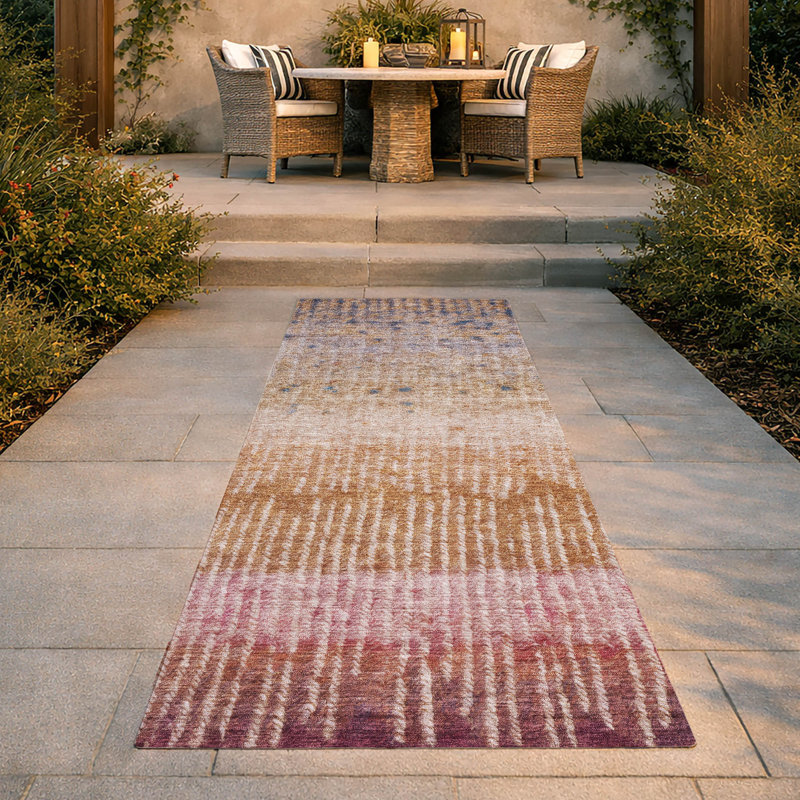 Machine Washable Indoor/Outdoor Chantille ACN2811 Modern Rug, Orange, 2'3" x 7'6" Runner