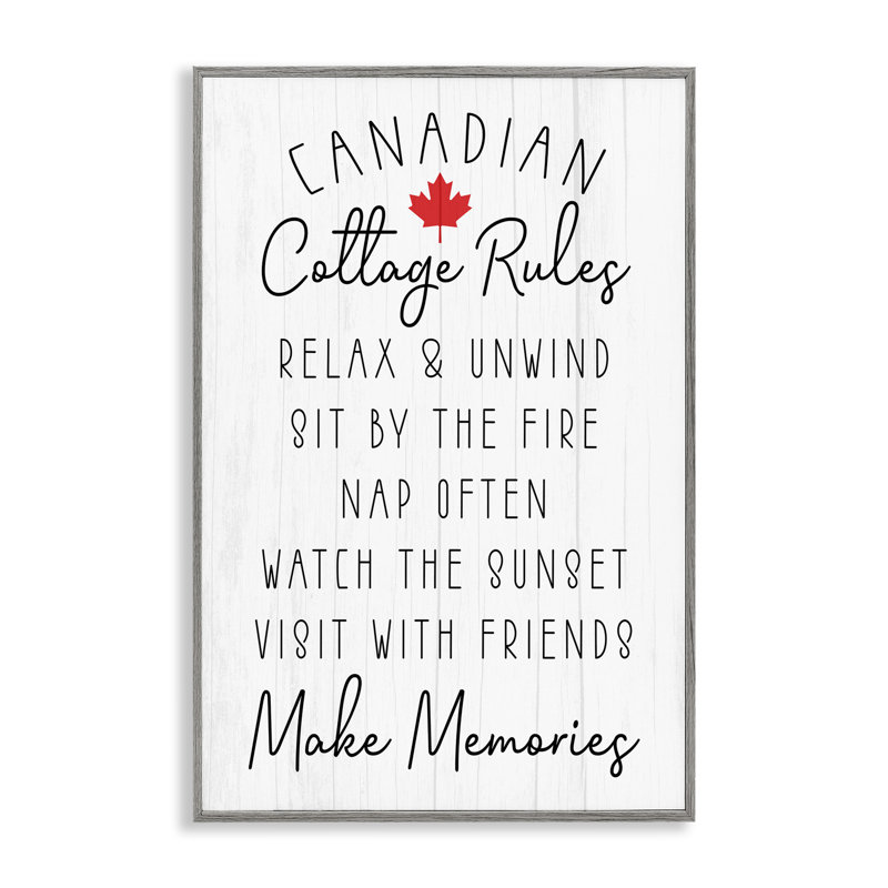 «Canadian Cottage Rules», giclée encadrée, design par Lil 'Rue, H 24 po x l 16 po, Estampe numérique Farmhouse