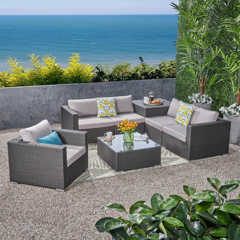 Ensemble de conversation modulaire avec coussins 7 pièces Paloalto