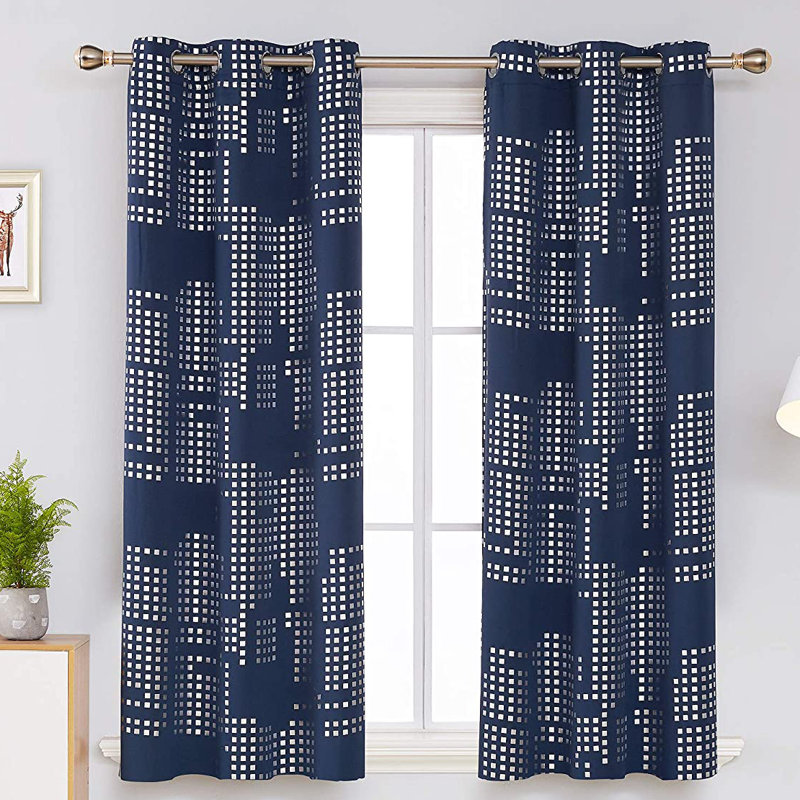 Carmacmoin Room Darkening Curtain Pair, Navy Blue, 38" W x 45" L