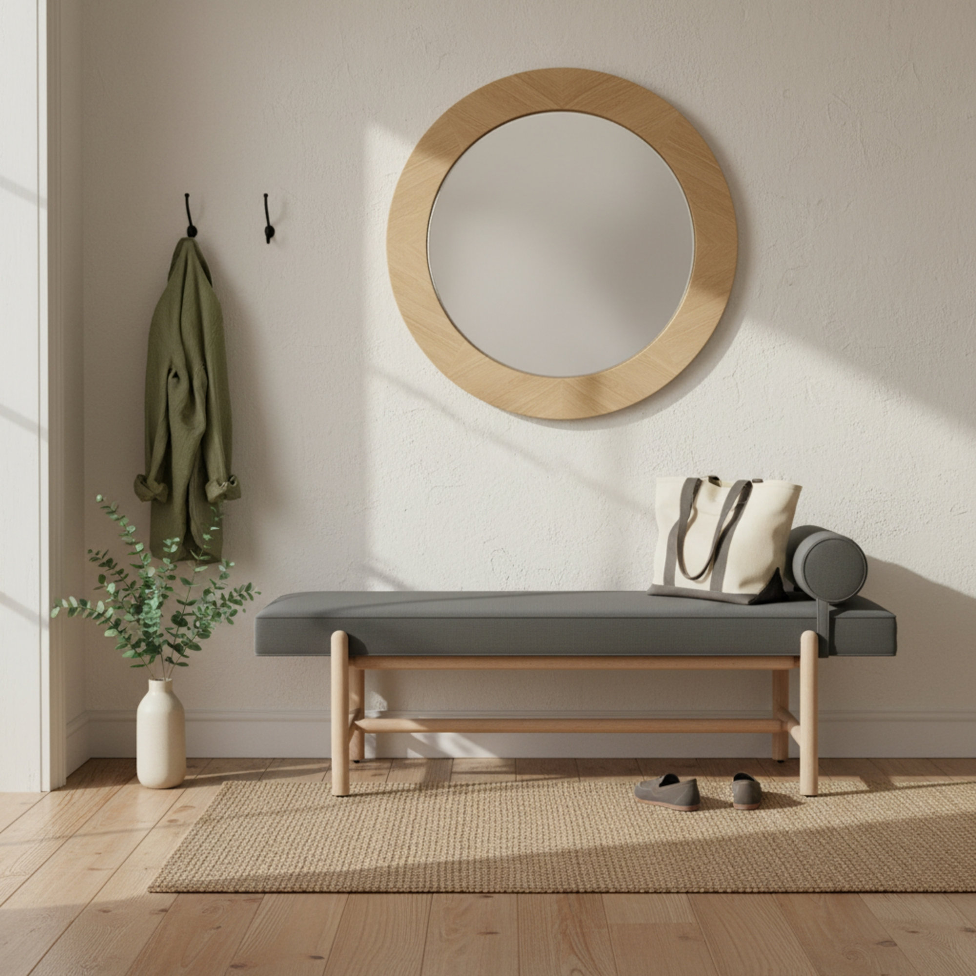 Cellire Bench, Charcoal, Natural