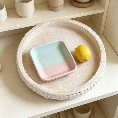 Plateau décoratif avec pieds amovibles, plateau de table basse perlé en bois délavé blanc, pièce maîtresse rustique pour salon et comptoir de cuisine