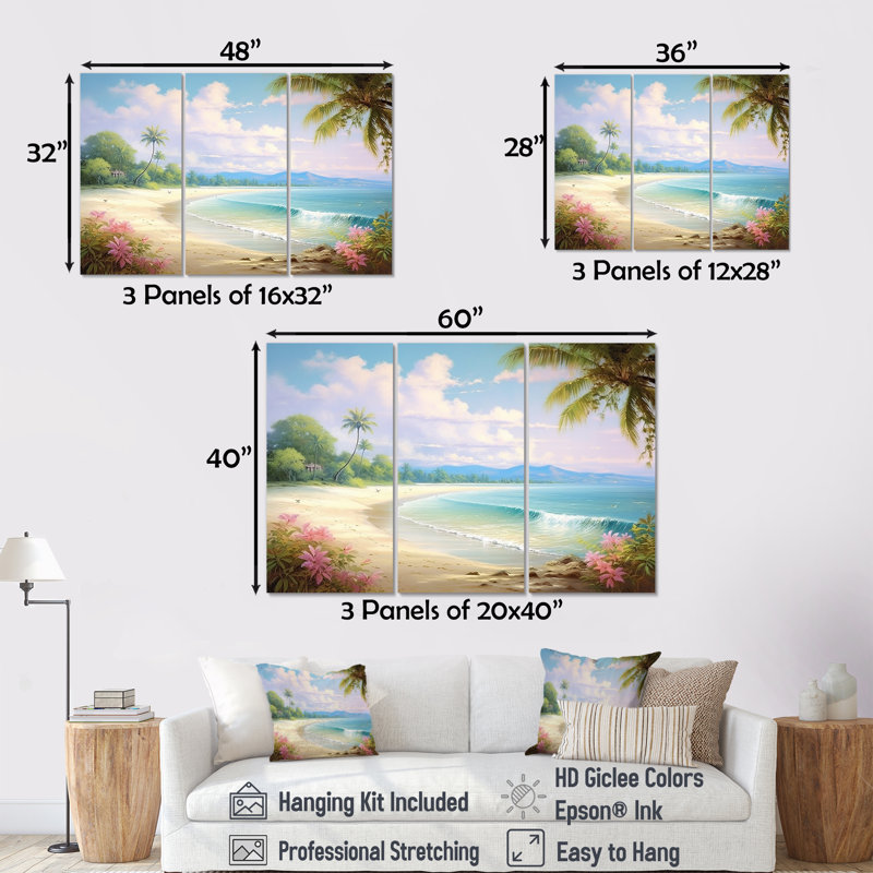 Rourke - Beach & Ocean Wall Art Set, Wrapped Canvas, 40" H x 60" W x 1" D