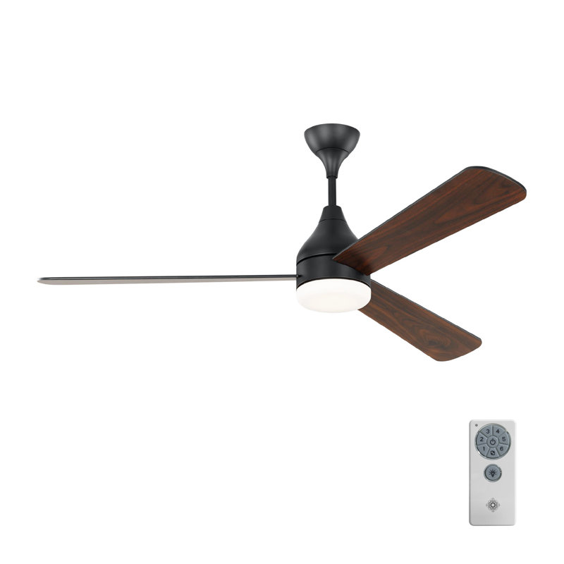 Smart LED Ceiling Fan, 52 inches, Midnight Black with Black Blades