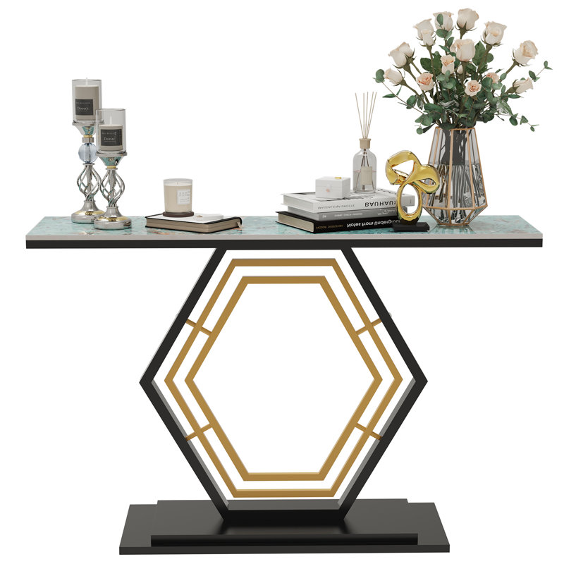 120cm Marble Top Console Table, Green