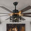  Grand ventilateur de plafond industriel noir 65 po avec lumière et télécommande, pales réversibles à 6 vitesses pour le salon-1377276855