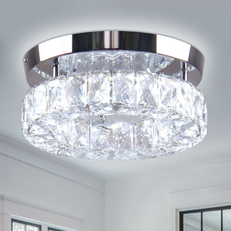 9.8" Crystal Flush Mount Ceiling Light Fixtures LED Ceiling Lamp For Kitchen