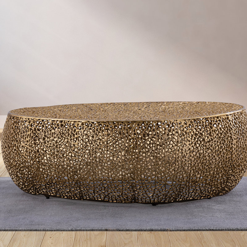 Table basse ovale, moderne et contemporaine, Doré