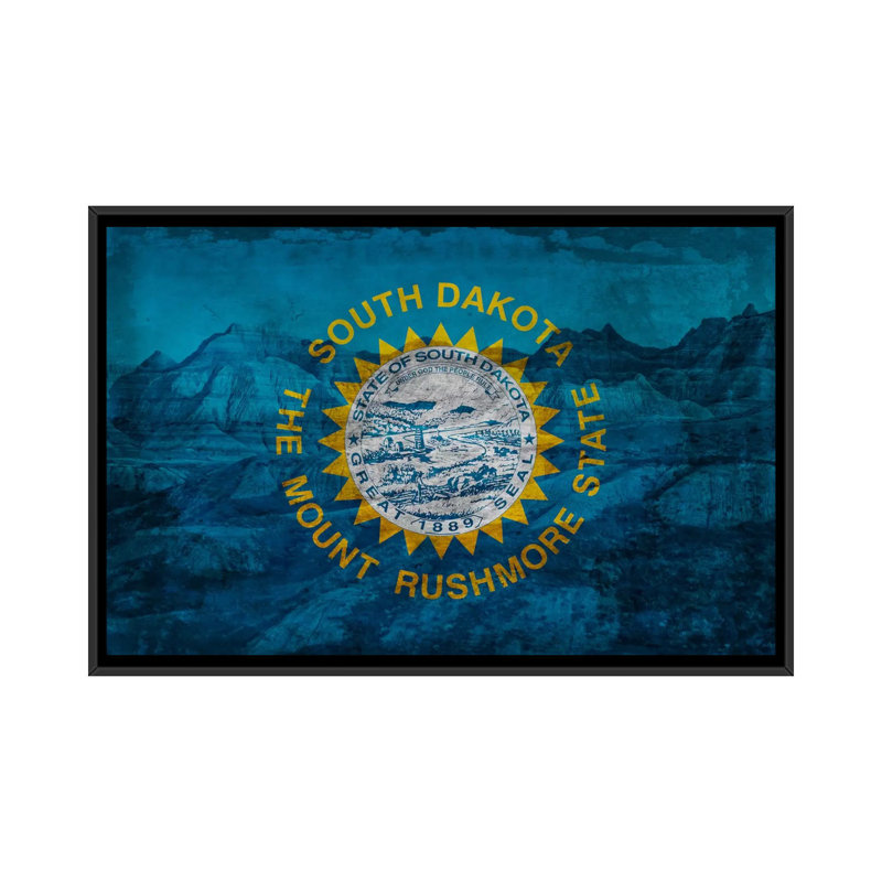 «Flags South Dakota Badlands National Park», impression sur toile, H 18 po x l 26 po x P 1,5 po, Pas de tapis