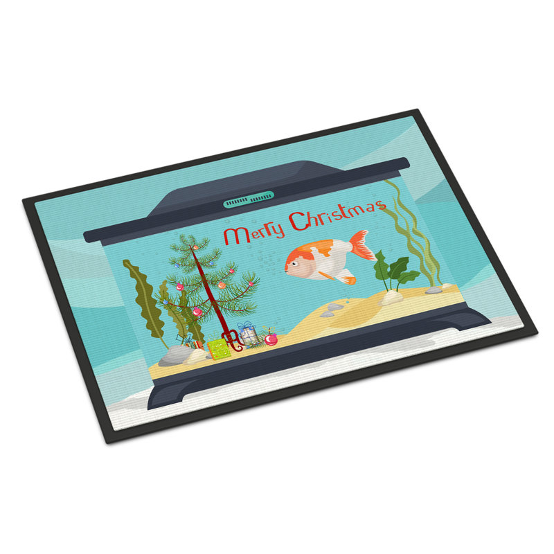 Tapis d'entrée antidérapant Insta, Poisson rouge tête de lion, 18" W x 27" L