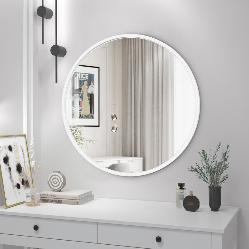 Miroir d'appoint mural Eren, Blanc, 30 po x 30 po