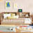 Bed, Wood Floor Bed With Storage Cabinets And USB Ports