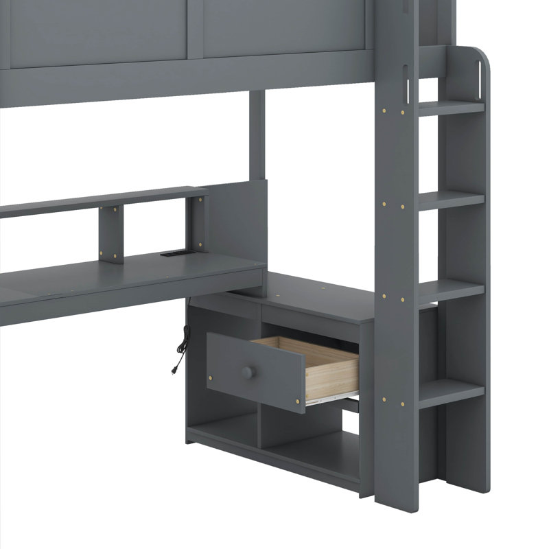Lit mezzanine avec bureau Gaming, Lit simple