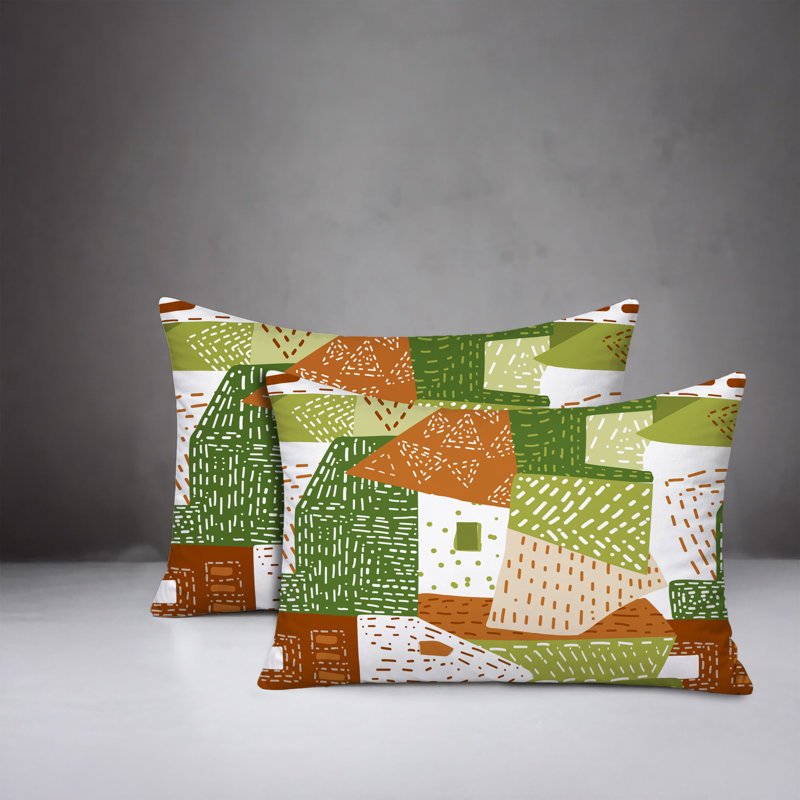 Oreiller réversible intérieur / extérieur Praxies Patches, 20 po x 14 po, Chartreuse