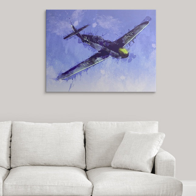 «Messerschmitt Bf 109» par Deschamps, impression, H 27 po x l 36 po x P 1,5 po, Toile