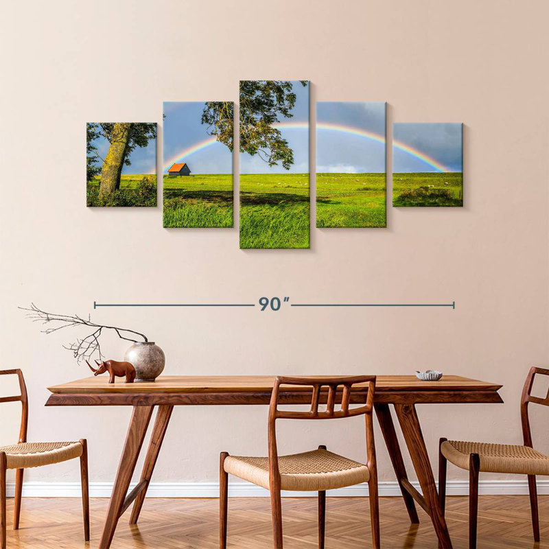 Alvord arc-en-ciel au-dessus d'une maison de campagne, H 42 po x l 92 po