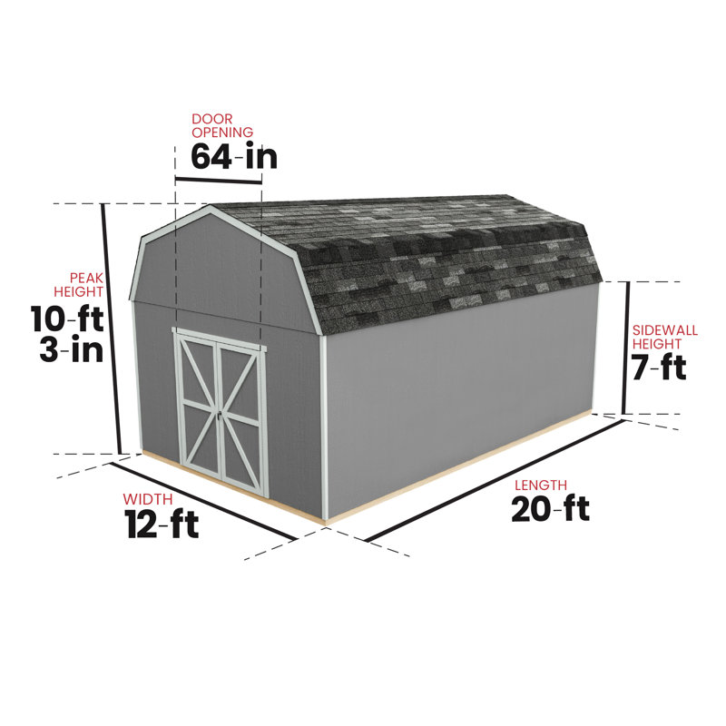 Hudson 12' x 24' Brown Wood Storage Shed Kit with Shelving