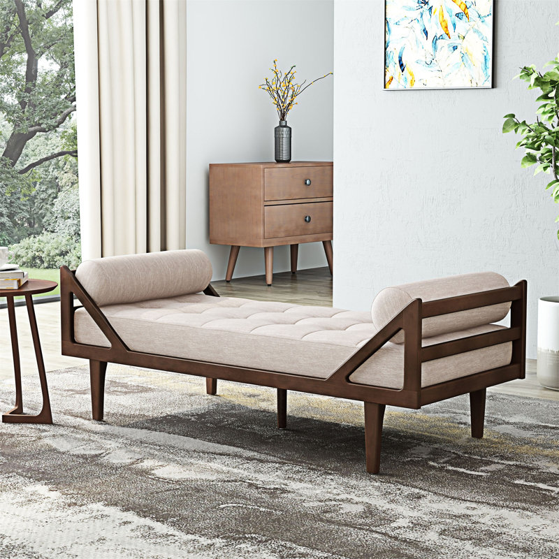 Chaise longue rembourrée_70758, Tissu beige