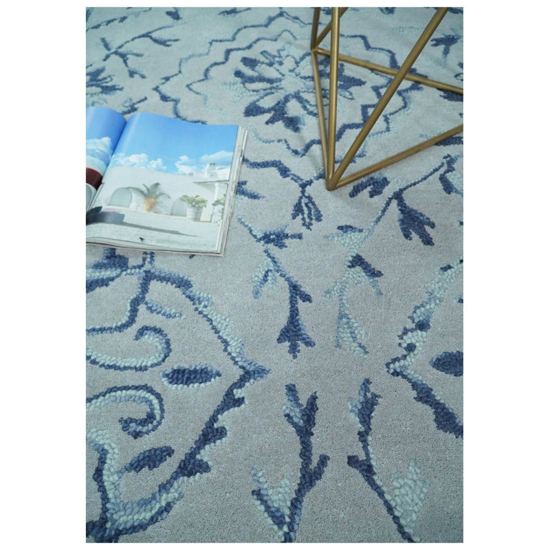 Wool Damask Indoor Rug, Rectangle 8' x 11'