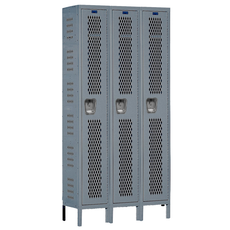 Casier de salle de sport robuste 1 niveau 3, Non assemblés, H 78 po x l 45 po x P 21 po, Gris foncé