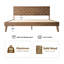 Structure de lit plateforme très grand lit, tête et pied de lit en bois massif, 12 bases à lattes durables, pieds en métal, anti-bruit et antidérapant, assemblage facile, pas de sommier tapissier, finition bois de grange-808442800-808442798