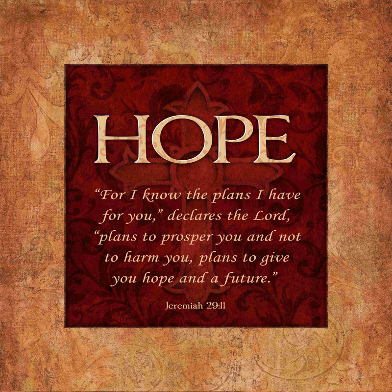 «Hope Jeremiah 29», art textuel sur toile tendue, H 12 po x l 12 po
