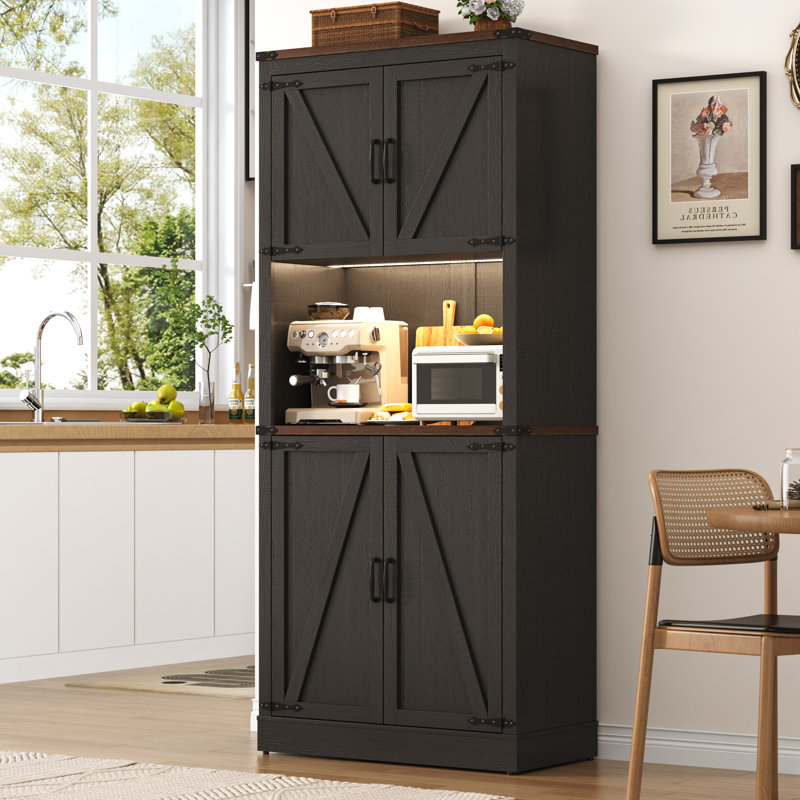 Garde-manger de 72 po avec lumière DEL, prise de courant et tablettes aux portes., Noir