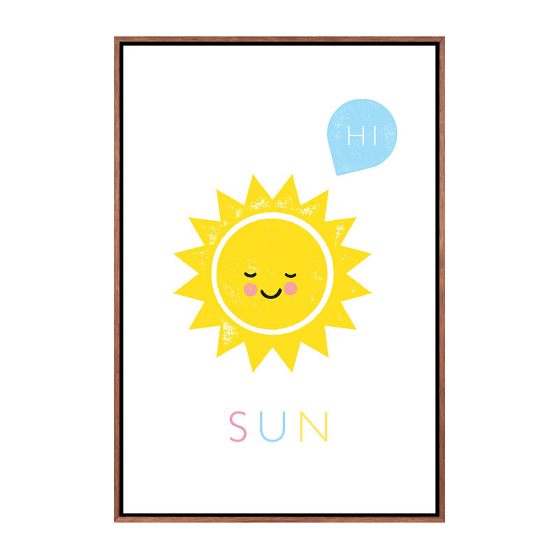 Soleil - imprimé, Toile avec cadre brun, Aucun mat, H 26 po x l 18 po x 1,5 po