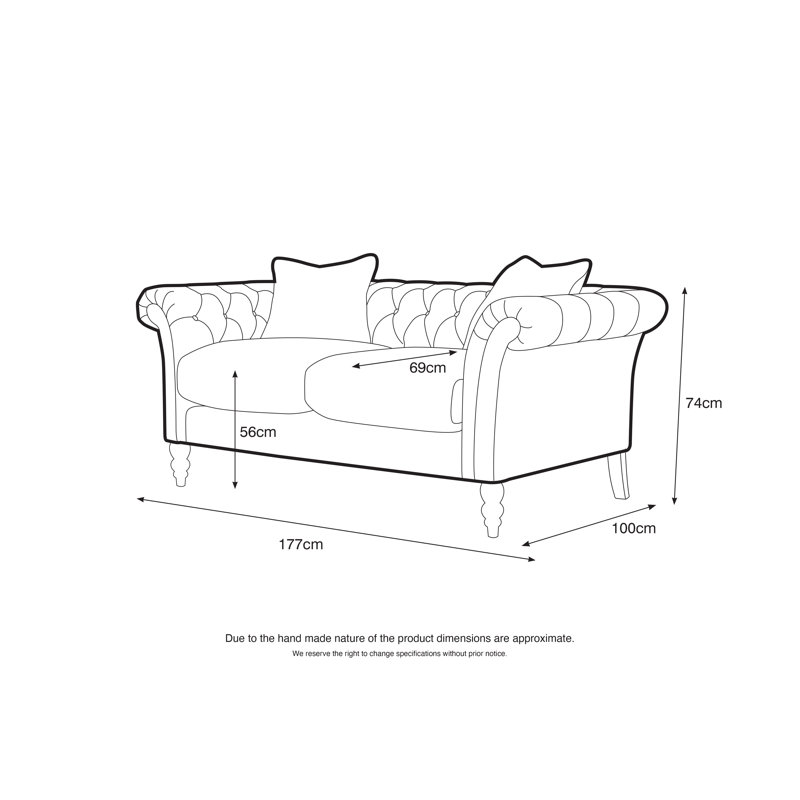 Earl 2 Seater Sofa - Luxury Velvet Upholstered Chesterfield Style Sofa, Grey