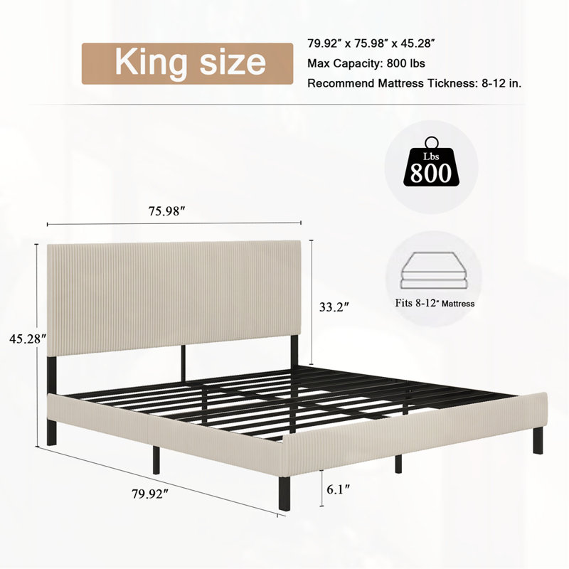 Upholstered King Bed Frame
