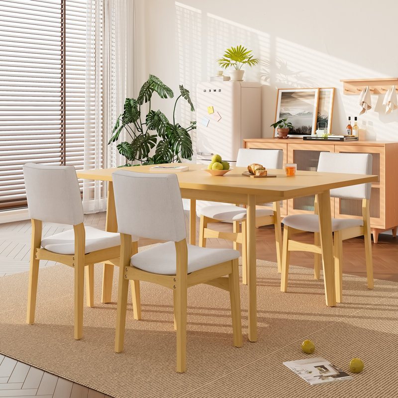 Ensemble de salle à manger 5 pièces, table rectangulaire, bois, design épuré, maison de campagne moderne, salle à manger