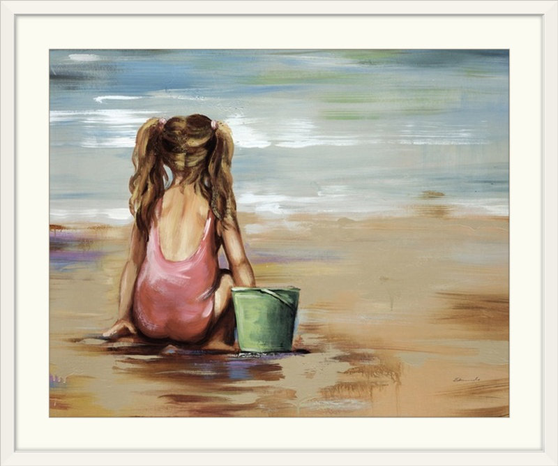 'fille Avec Seau Par Sydney Edmunds Peinture Impression, 16 H x 20 W x 1,5 D, Toile