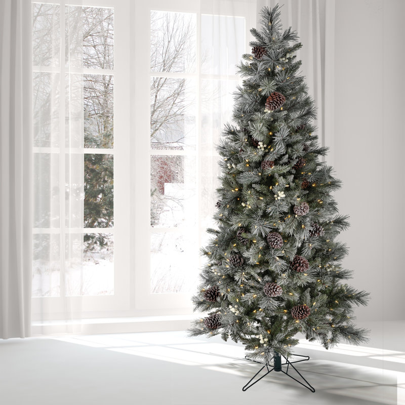 7' H Lighted Artificial Pine Christmas Tree