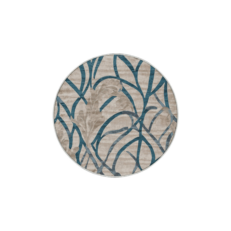 Tapis beige soyeux et moelleux, Rond 3 pi