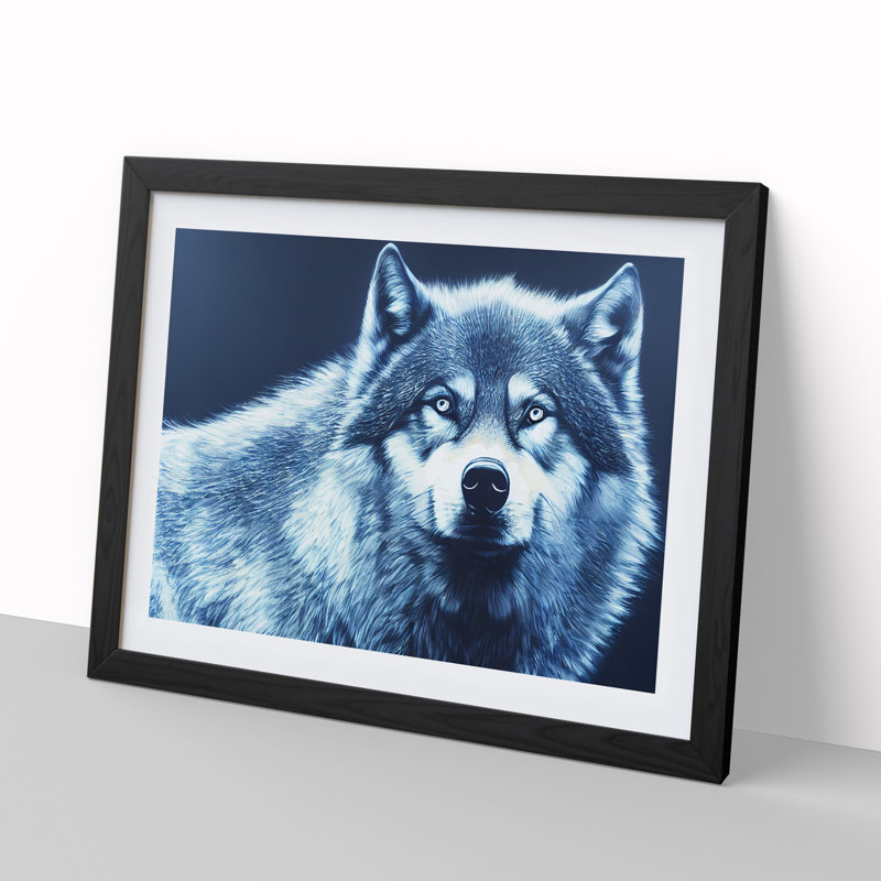 XH1022-10277X Wolf Portrait Vol.7 - Single Picture Frame Print, 25cm H x 34cm W, Black