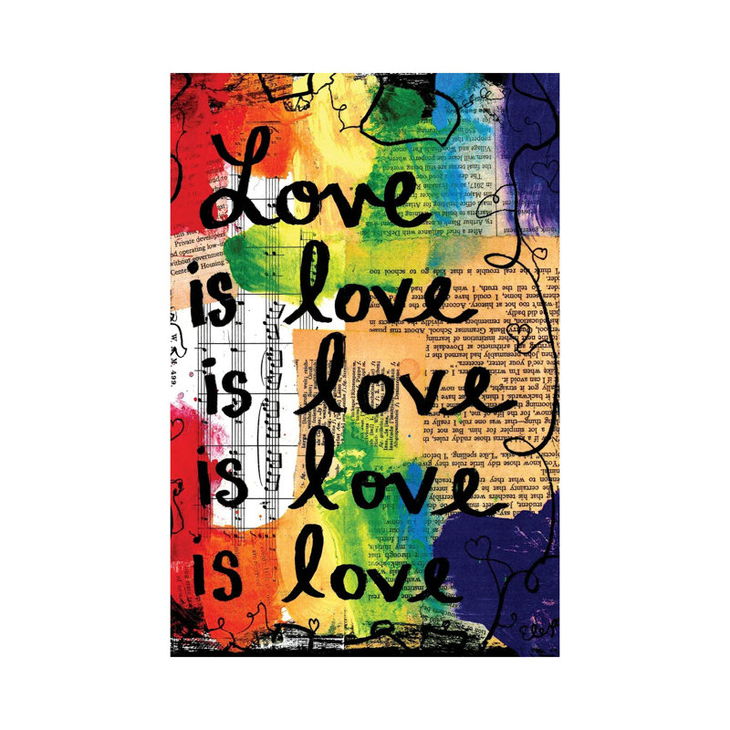 «Love Is Love» par Elexa Bancroft - reproduction d'art textuel sur toile tendue, H 12 po x l 8 po x P 0,75 po