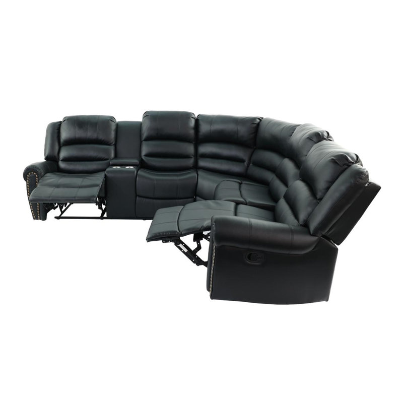 Ensemble modulaire inclinable 3 pièces Palomares, Cuir lié noir