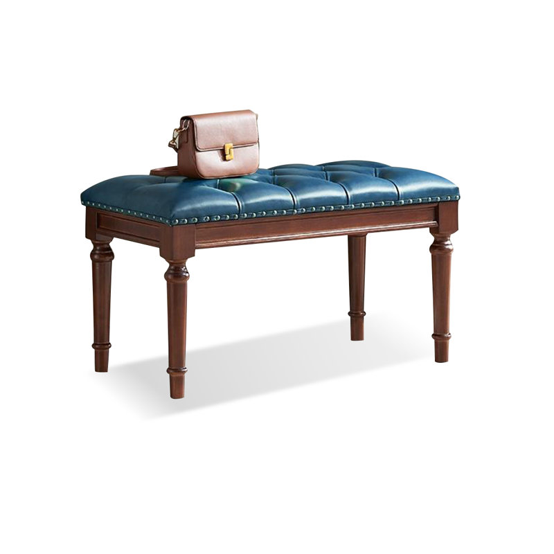 Banc long en cuir bleu pour chambre à coucher et vestibule, H 17,72 po x l 31,5 po x P 14,96 po, Bleu