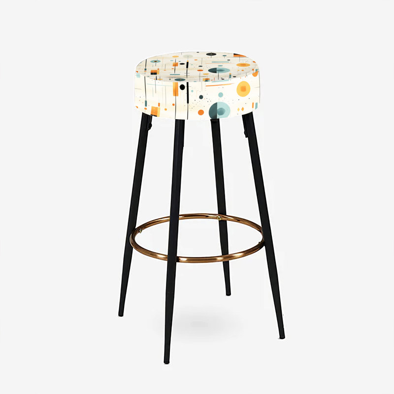 Ensemble de 2 tabourets de bar géométriques sarcelle et orange Mid Century