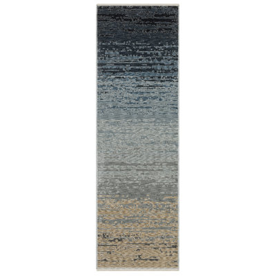 Ehlena Distressed Ombre Blue/ Beige Area Rug