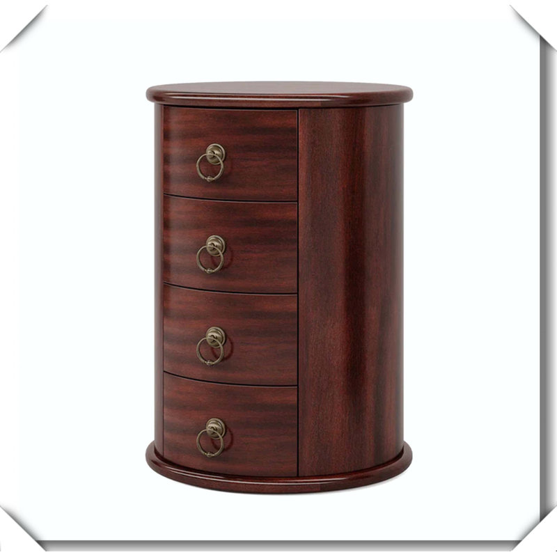 Wood Round Bedside Table Solid Wood Side Table