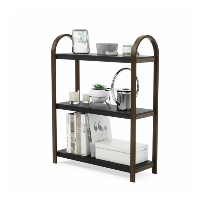 Bellwood Black/Walnut Wood Over-the-Toilet 3-Tier Bookshelf