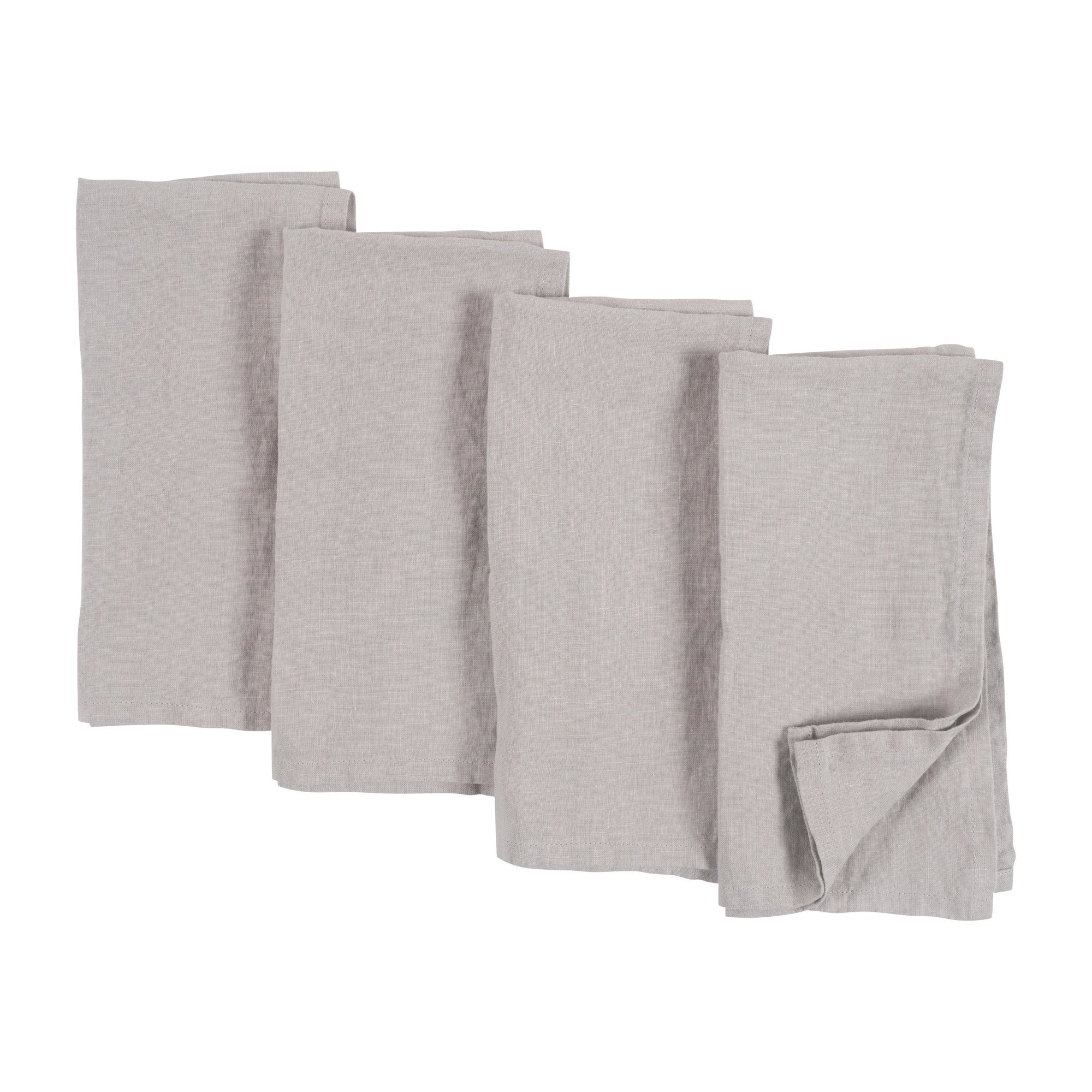Alvia 100% Stone Washed Linen Napkins, 20" x 20", Light Gray