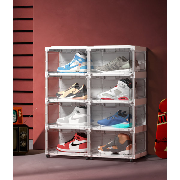 OYREL Shoes Rack 10 Tier Tall Narrow Shoe Rack with Bin Covered Shoe Shelf Storage Organizer Closet Stackable Shoe Stand