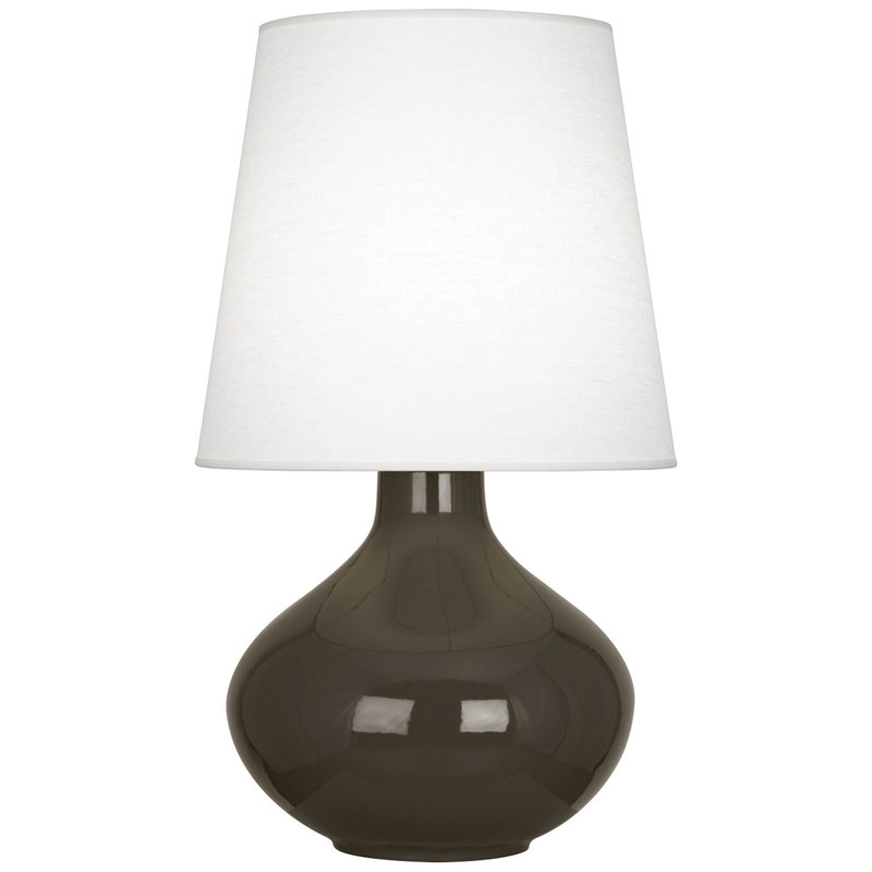 June Table Lamp, Oyster Linen, Rose Water Glazed