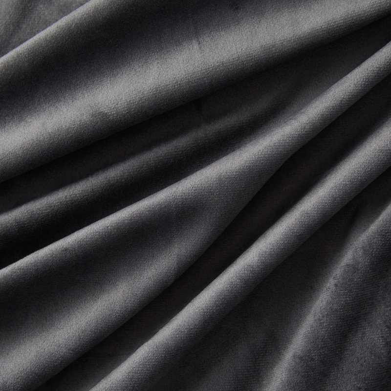 Pleze Velvet Semi Sheer Curtain Pair, Charcoal, 54" W x 96" L