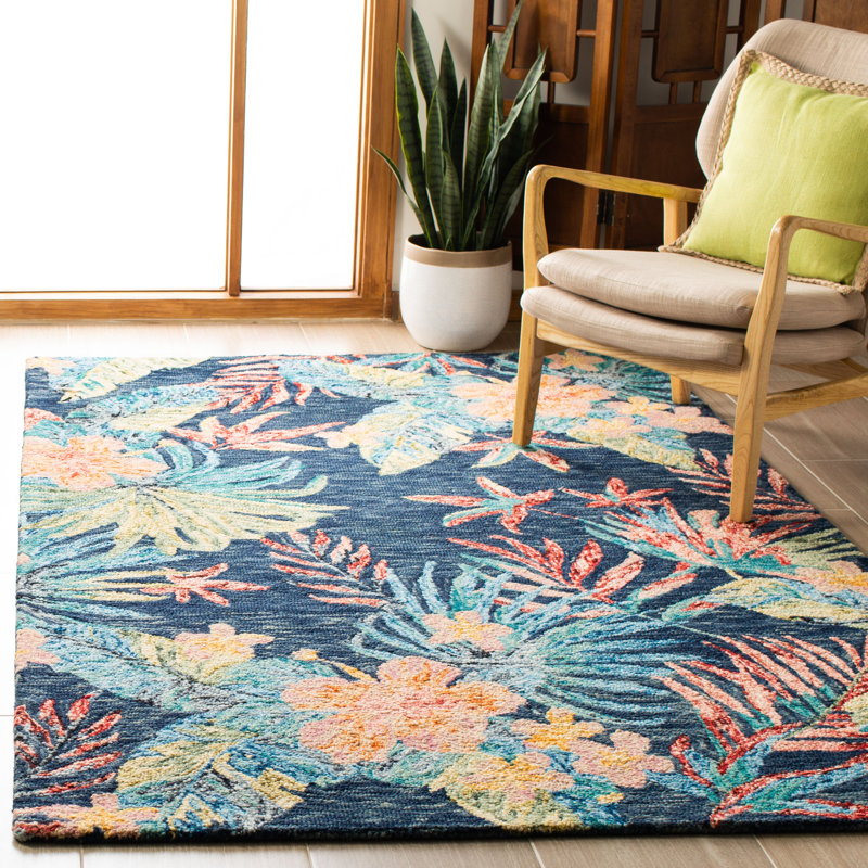 Tapis floral en laine touffeté à la main Toro, Rectangulaire 3 pi x 5 pi