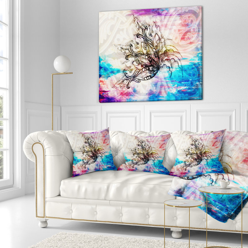 Coussin lombaire floral, 16 po x 1 po, Coussin décoratif